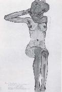 Egon Schiele Seated female nude with her right arm bent at the elbow France oil painting artist